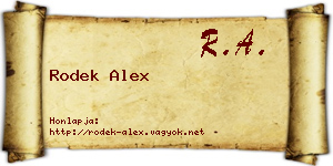 Rodek Alex névjegykártya